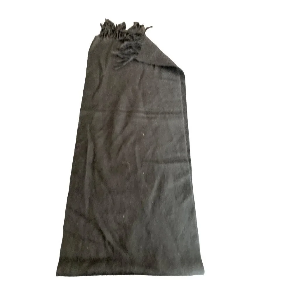 Cezani Black‎ Cashmere Black Fringe Trim Scarf Muffler